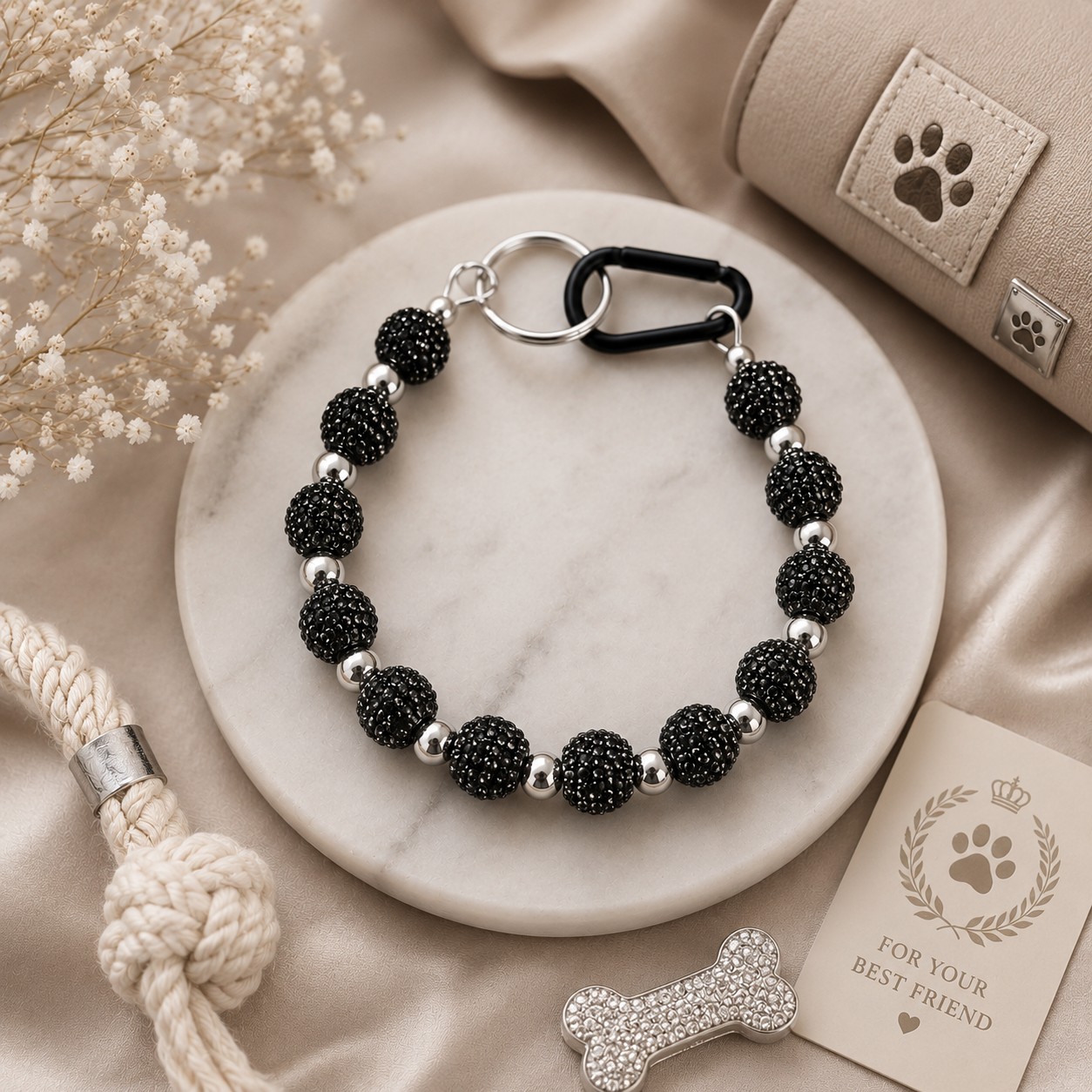 Collana per Cani "Sparkling Pearl" – Perle e Brillantini 8mm